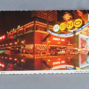 Vintage Postcard - Reno Arch and Harolds Club - Continental Card